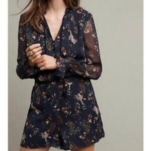 ANTHROPOLOGIE ELEVENSES Navy Floral Romper Size XS